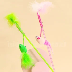 Varita ratón y pluma para gatos